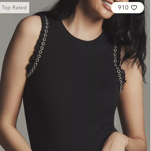 Maeve Tops - Maeve Grommet Ruffle Tank Top